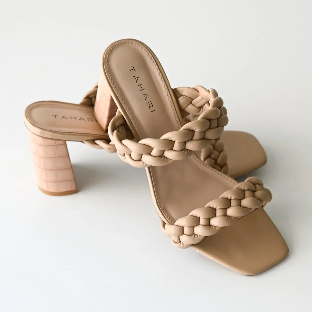 TAHARI Tan Dayah Rope Braid Square Toe 3